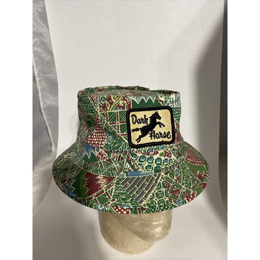 Dark Horse Bucket Hat Mens Large Green Multi Excellent Geometric Print Patch
